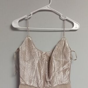 Elegant Beige Spaghetti Strap Dress